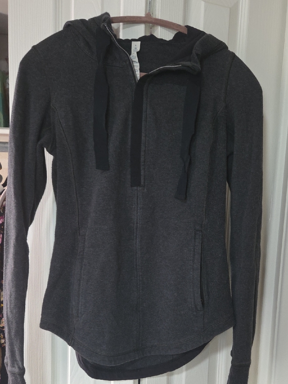 lululemon athletica charcoal gray hoodie with black trim